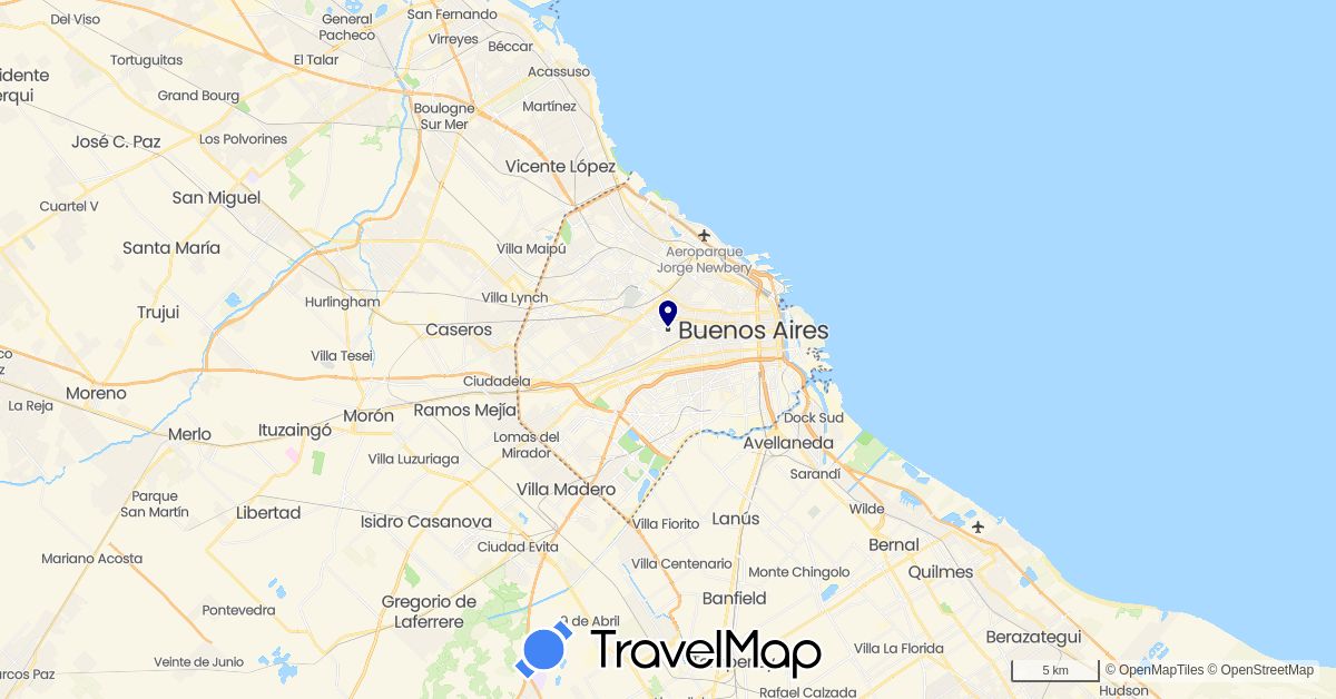 TravelMap itinerary: driving in Argentina (South America)